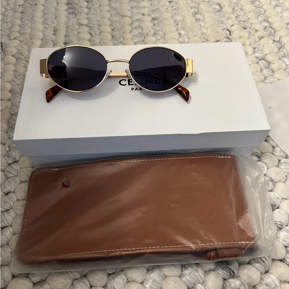 Oval Gold Metal Trim Women's Sunglasses